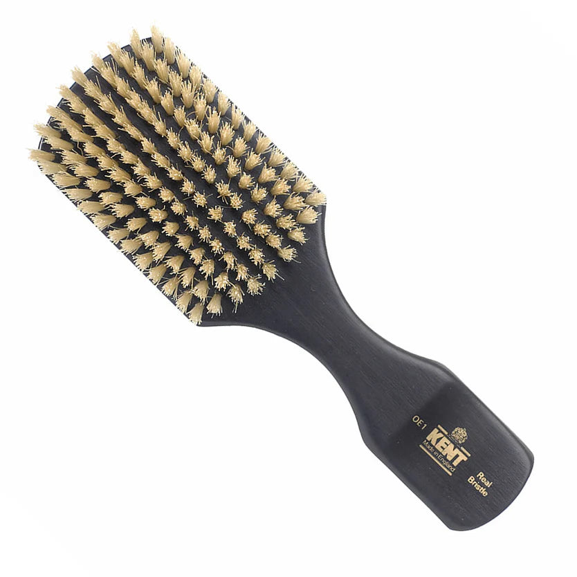 Mens Finest Ebony Pure White Bristle Rectangular Club Brush