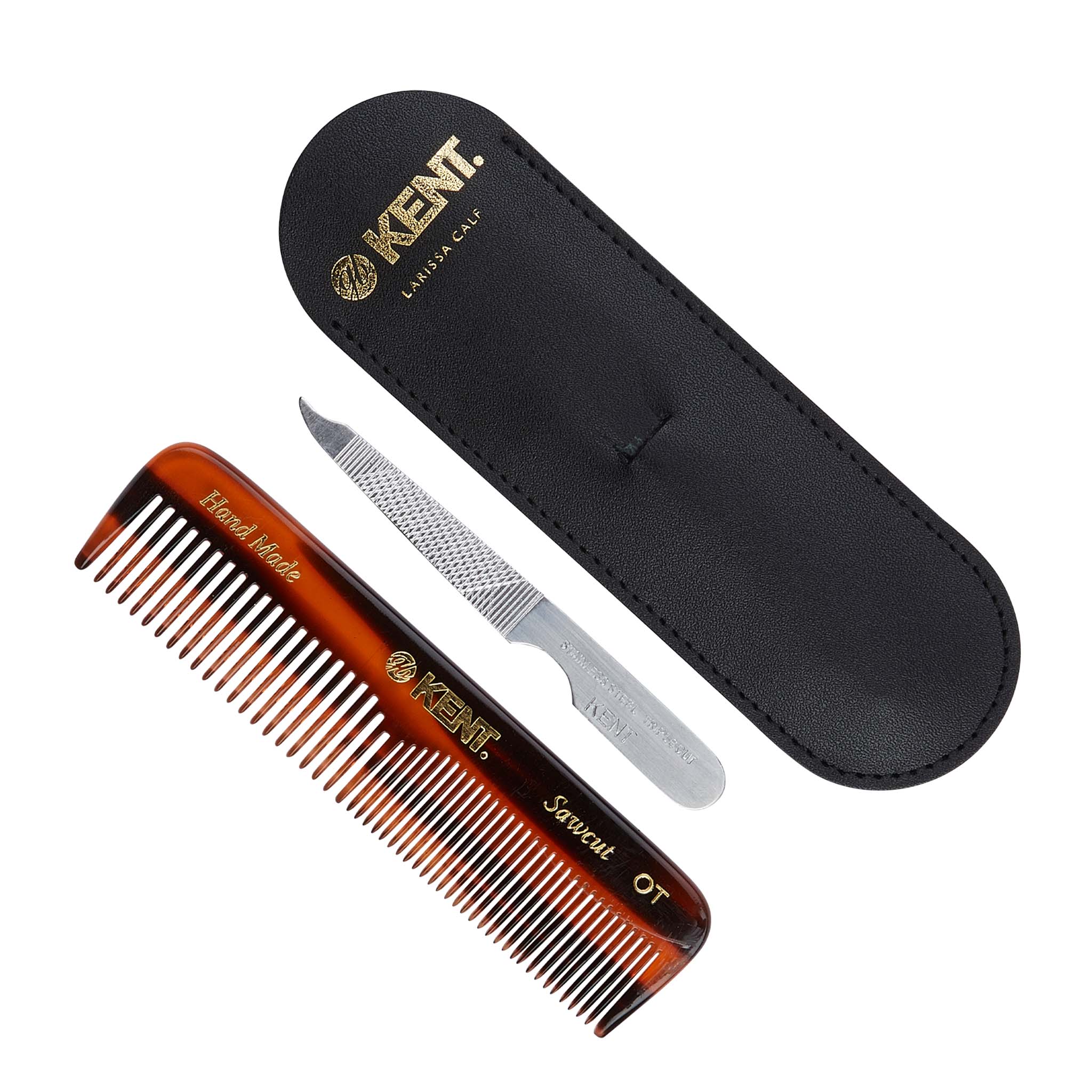 Kent Comb with Leather Case & Metal File