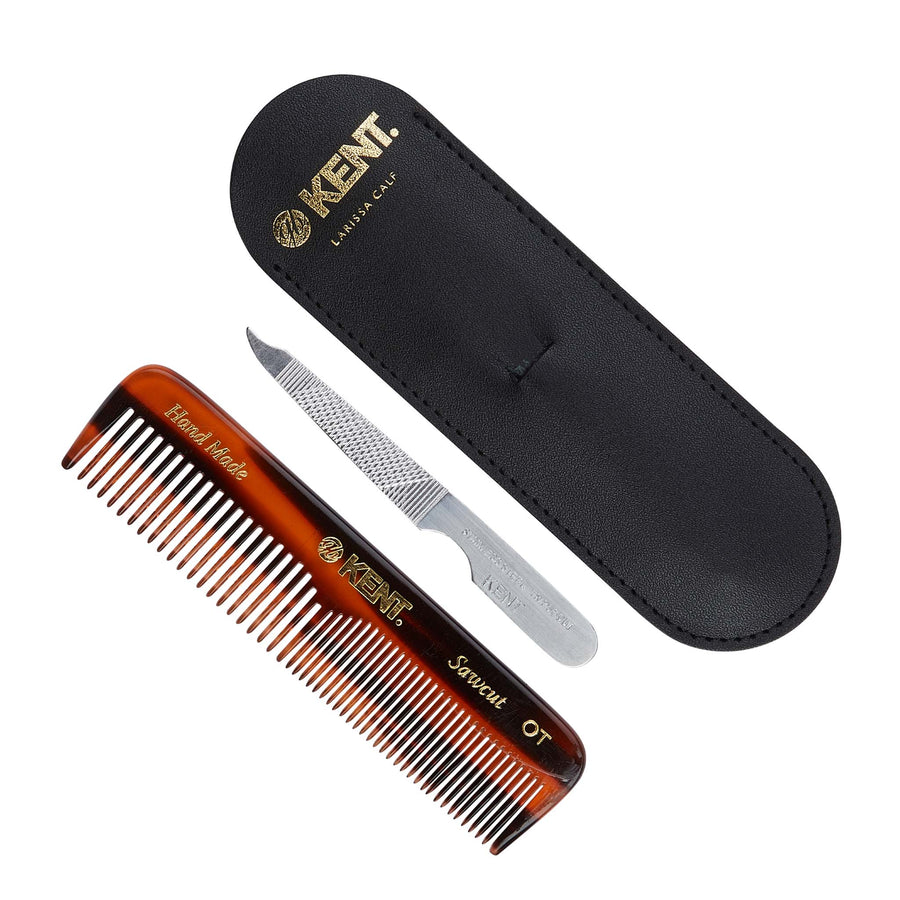 Kent Comb with Leather Case & Metal File