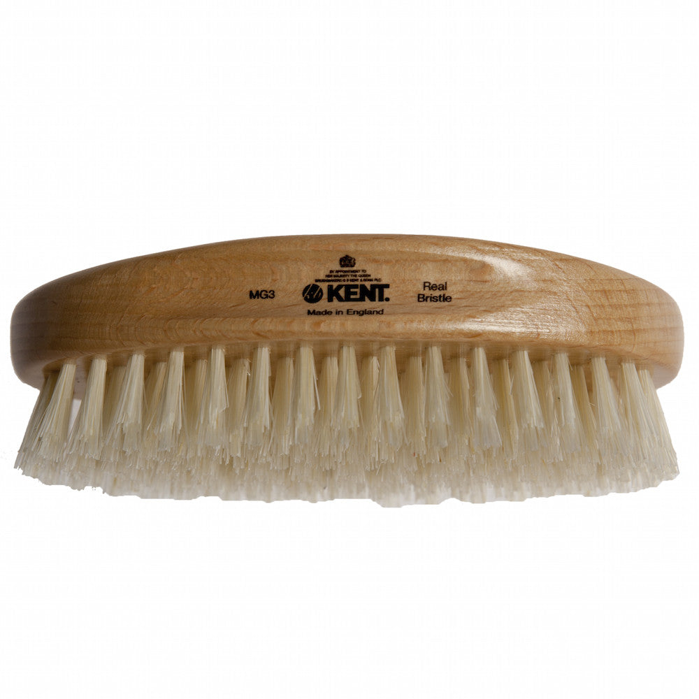 Kent Military Brush, Oval, Beechwood, Pure White Bristle Hairbrush - Truefitt & Hill Canada